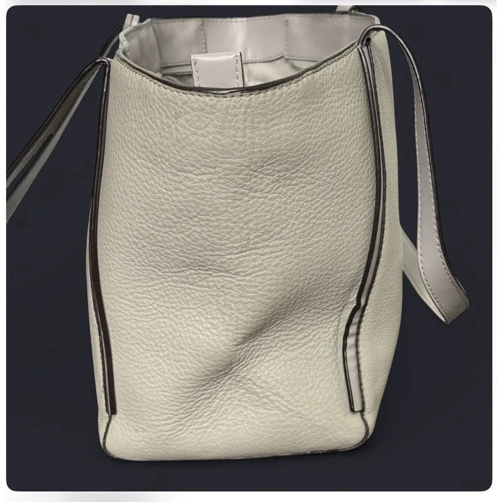 Michael Kors Pebbled‎ Leather Tote Shoulder Bag Grey Beige Office Quiet Luxury